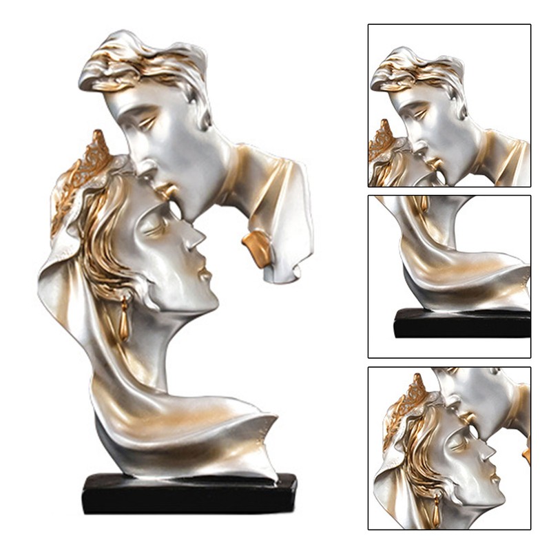 Couples Kiss Sculpture Exquisite Decorative Resin Kissing Lover Figurine Home