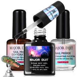 Major Dijit Nail Dehydrator and Nail Primer with Water Droplet Clear Blooming Gel Set,Natural Nail Prep Dehydrate and Acid-Free Primer for Gel Nail Polish