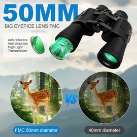 Upcheirna 20x50 High Power Binoculars for Adults,Low Light Night Vision, Lightweight & Portable HD Binoculars for Bird Watching Scope (Black)