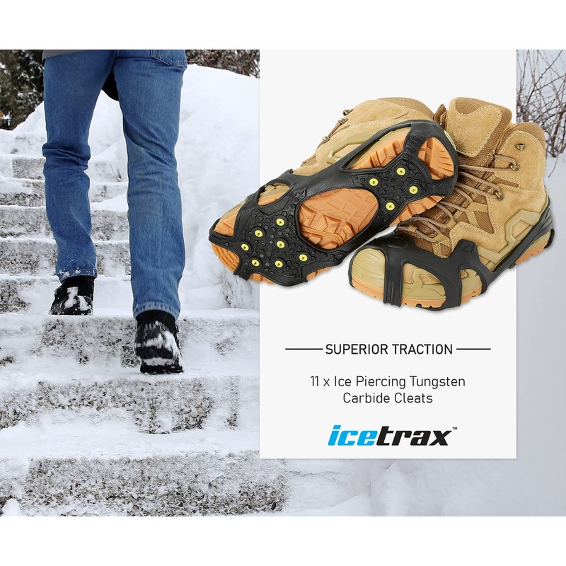 ICETRAX Pro Tungsten Grip Winter Ice Cleats for Shoes and