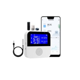 WiFi(2.4GHz) Tuya Smart Temperature and Humidity Sensor, Waterproof Outdoor Temperature Sensing Line, 2.9'' Backlit LCD Display, Buzzer Alarm,USB Charging,℃～℉,for Indoor Bedroom Cold Storage