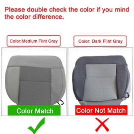 NLQR Front Driver Side Bottom Replacement Perforated Cloth Seat Cover Flint Gray #PE or NE Compatible with Ford F150 XLT F150 STX F150 FX4 2004 2005 2006 2007 2008