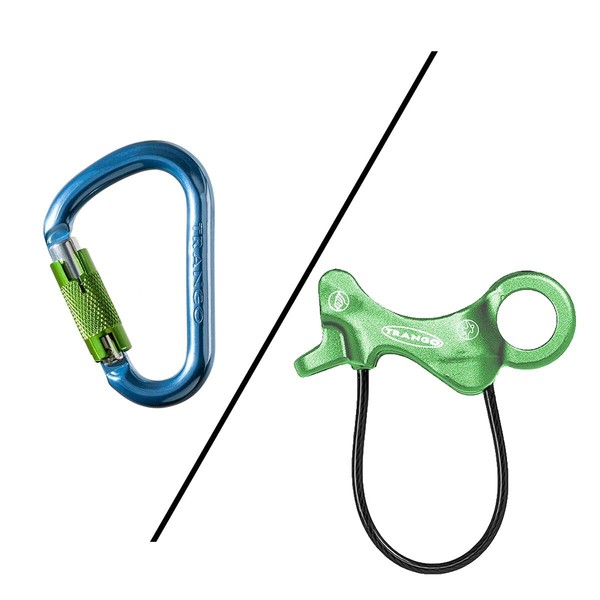 TRANGO Aries Belay Device w/Regulock Autolock Carabiner (Green Regulock, 7.5-11mm