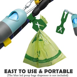 Silicone Hands-Free Dog Poop Bag Holder for Used Poo Bag Carrier Leash Attachment fit Any Leash for Dog Walking(1 Count, Green)