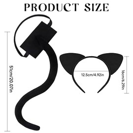 LQTSLFM Ears Headband Set, Tail Bow Tie, Animal Set, Fancy Dress Costumes, Accessories for Carnival, Cosplay Party (Black 2)