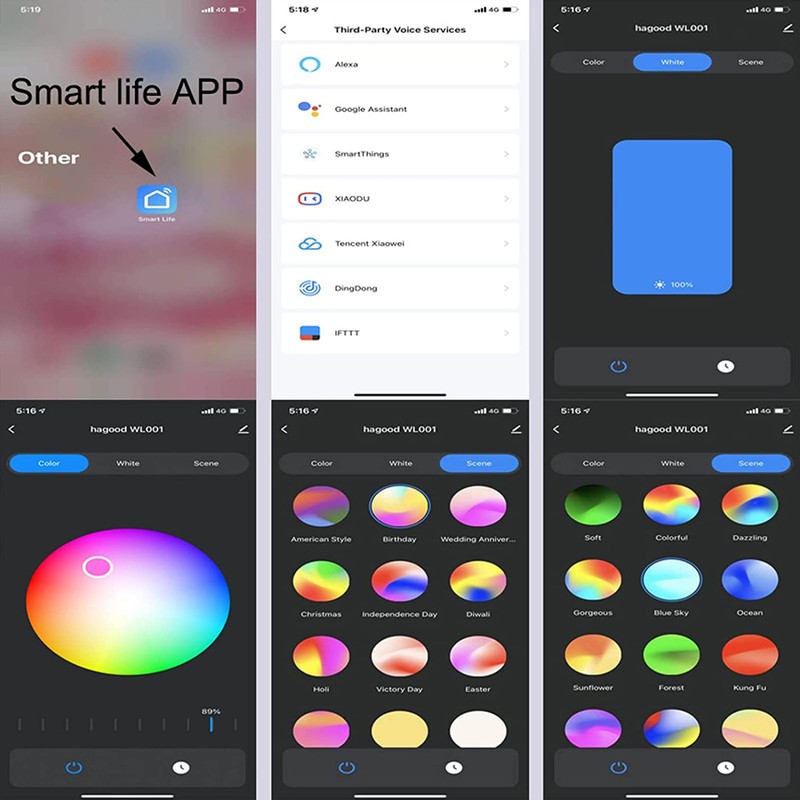 9W RGBW Color Changing Smart Wall Lights Rectangle App Control