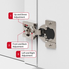 MEICCIPLUS Soft Close Cabinet Hinges 30 Pack, 1/2 inch Overlay, Concealed Hinge for Kitchen & Bathroom Cabinet Door, Hidden Hinge, Adjustable, Brushed Nickel Finish