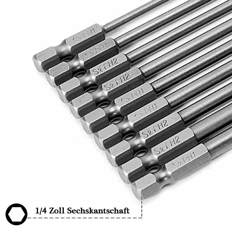 Mesee 9 Pieces Phillips Screwdriver Bits Set, 1/4 Inch S2