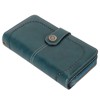 RFID Blocking Leather Wallet Large Capacity Double Snap Button Women