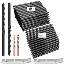 BLIKA 100 Pack T316 Stainless Steel Black Right&Left Handed Thread Swage Lag Screws for Wood Posts of 1/8" Deck Cable Railing Kit, Wire Railing Kit for Decks with Wrench, DIY Wood Baluster