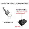 2Pack 5V USB to 3-Pin / 4-Pin PC Fan Power
