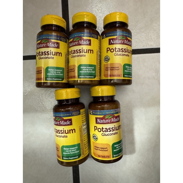 Nature Made (5) Nature Made Potassium Gluconate 100 Tablets lot