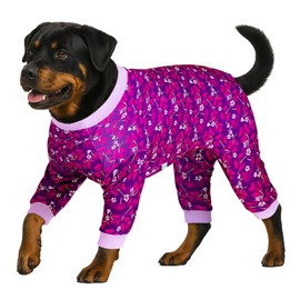 LovinPet Big Dogs Pajamas Jumpsuit, Pet Anxiety Relief Shirt, Sun Protection Dog Shirt, Comfy Stretchy Fabric, Indigo Garden Print, Big Dog Surgery Recovery PJ's, Girl or Boy Dog Party Apparel, XL