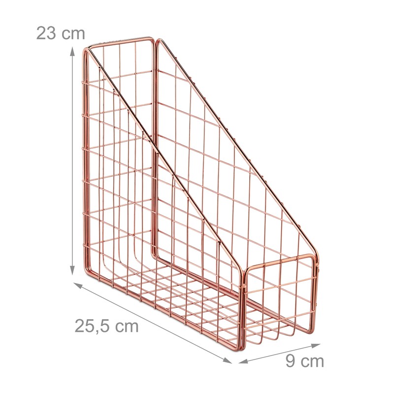 Relaxdays, Rose Gold Magazine File Set of 2, A4, Grid