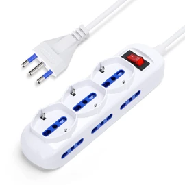 Aigostar Mehrfachsteckdose， Mehrzweck-Steckdosenleiste mit 9 Steckdosen， 250 V/3680 W， 1，5 m Kabel. Weiß.Italienisch