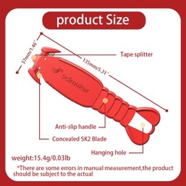 Scimaker Stainless Steel Lobster Safety Box Cutter，Safety Utility Cutter with Ergonomic Film Cutting Blade for Box, Carton, Shrink Wrap, Plastic Straps