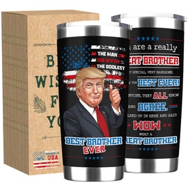 Hawkrown Trump Fathers Day Gift for Brother - 20 oz Trump Stainless Steel Tumbler, Christmas Gifts, Brother Valentines Birthday Gifts, Father's Day Gift from Sister Brothers