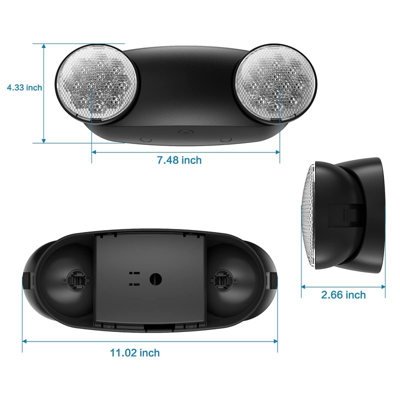 Spectsun Lighting 1 Pack Led Black Emergency Light with Battery