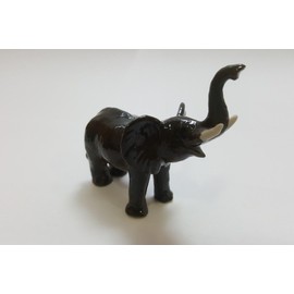 ChangThai Design Tiny 2½" Long Curling Up Trunk Green Baby Elephant Figurine - Miniature Hand Made Painted Ceramic Animals Incense Stick Holder Porcelain Decorative Collectible Figurines Décor Gifts