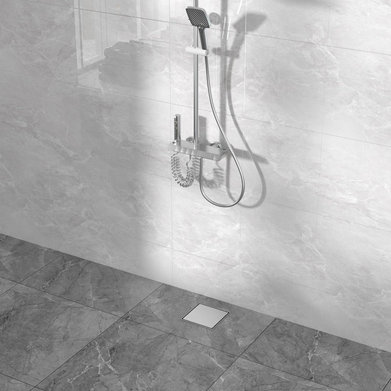 EBYTE Square Shower Drain, 6 Inch Brushed Nickel 304 Stainless