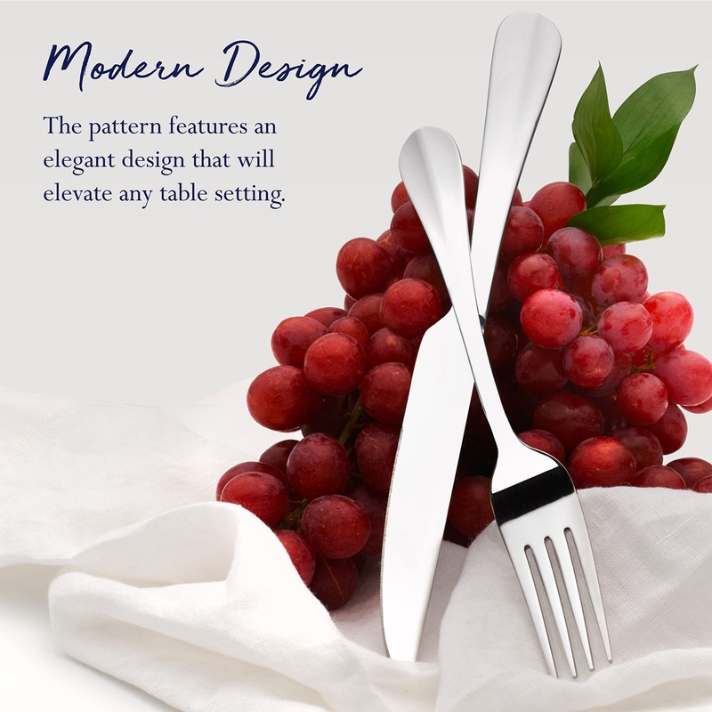 Pfaltzgraff Everyday Simplicity 53-Piece Stainless Steel Flatware Set, Service for