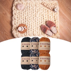 Vaveren 6 Pack Knitted Yarn T-Shirt Yarn 196 Yards Total Length Soft Fabric Cloth Yarn Chunky Yarn for Craft Bags DIY Handicraft Knitting Supplies, Set B