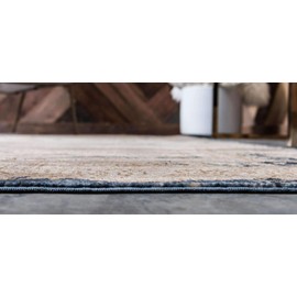 Unique Loom Chateau Distressed Vintage Traditional Textured Rug_VIL009, 4 x 6 Feet, Beige/Navy Blue