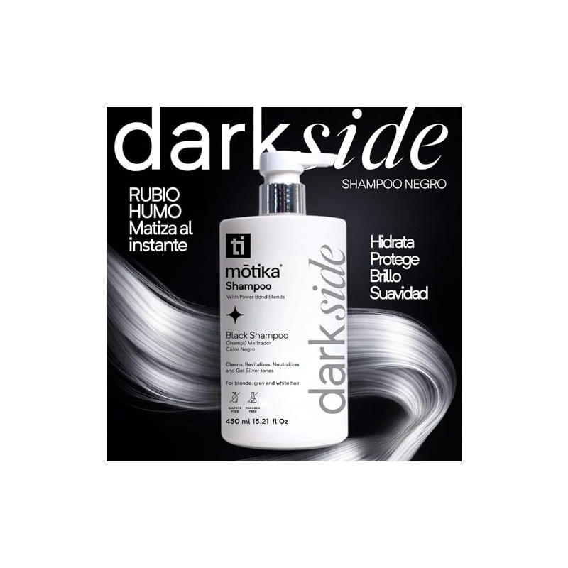 Motika Shampoo Negro - Matizador de Rubios Humo (450 ml)