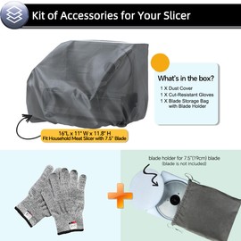Meat Slicer Cover, Custom Made Dust Cover for 7.5" (190mm) Blade Household Electric Slicer, Comes with Cut Resistant Gloves and Extra Blade Storage Bag Kit