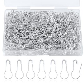 500pcs Gourd Safety Pins, 0.87in Metal Bulb Pins for Crafts Small Calabash Pin Tiny Knitting Crocheting Stitch Markers Mini Clothing Tag Pins with Storage Box for Clothes DIY Home Accessories (Silver)