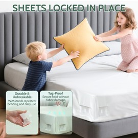 Bed Sheet Holders for Corners - Heavy Duty Fitted Sheet Holders Keep Sheets Firm & Tight Bed Sheet Grippers Lock Bed Sheets Holders for All Mattress Sizes Bedsheet Clips Easy Setup