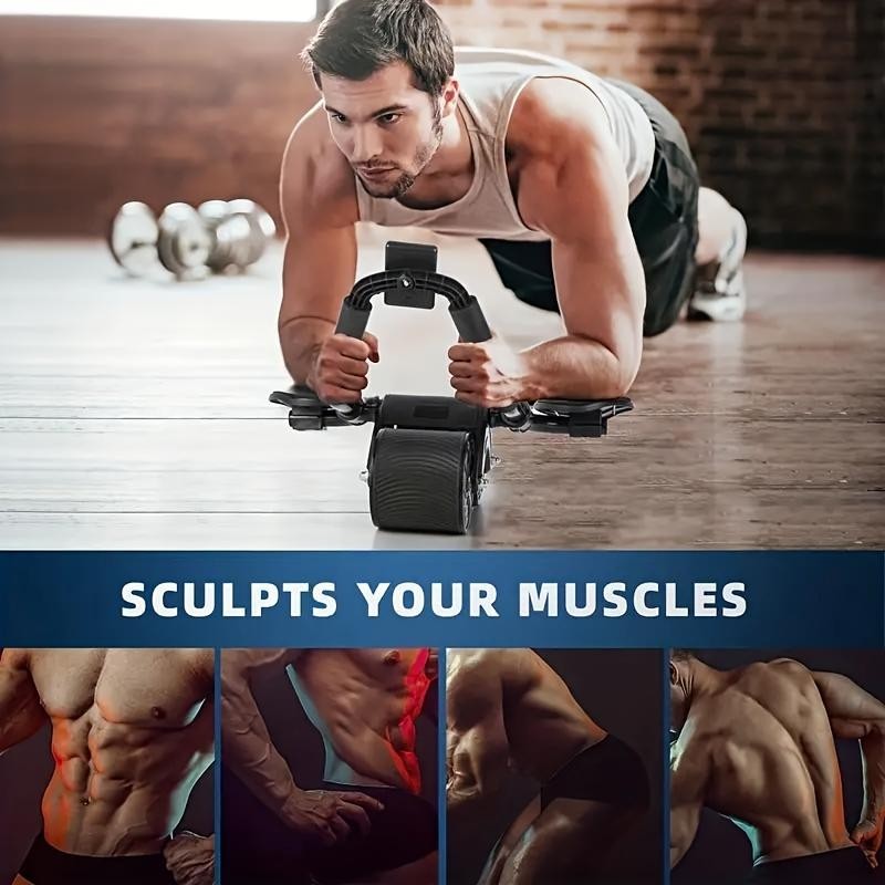 Abdominal Muscle Roller With Knee Pad, Automatic Rebound Abdominal Wheel,