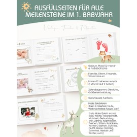 Baby Album My First Year Baby Diary | Baby First Year Book from 0 Months Baby Girl Boy First Equipment Newborn Gift Baby Book Memory Book Photo Album Your First Year Lion