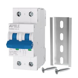 APIELE Miniature Circuit Breakers 1000V DC, 20Amp 2Pole Circuit Breaker for Solar photovoltaic Systems, Battery Power Systems, DIN Rail Mount DC Disconnect Switch (20A)