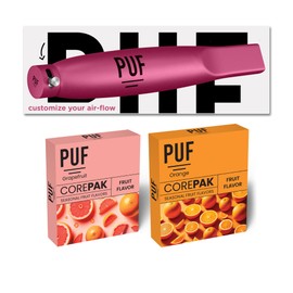PUF Multi-Flavor Air Cores – Adjustable Airflow Hot Pink for a Customizable Breathing Experience – Grapefruit Orange Mix Pack with Multiple flavor CorePaks (8 Cores Total, 4 of Each Flavor)