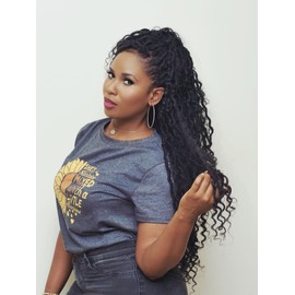 Black Textures Goddess Faux Locs Crochet Hair Curly River locs Twist Braids Dreadlocks (1B, 22 Inches)