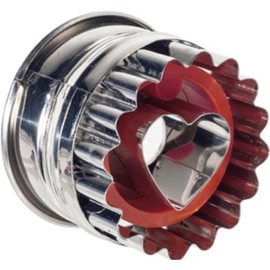Westmark Linzer Keks-Ausstechform, Plätzchenstecher, Herz, Mit Auswerfer, Rostfreier Edelstahl/Kunststoff, Weihnachten, Silber/Rot, 35042291