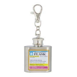 Key Chain Rx Flask Stainless Steel 1 oz Liquor Hip Flask, Unique Funny Novelty Prescription Rx Spirits Flasks - Gag Gifts for Men & Women, Secret Santa