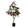 47'' Artificial Camellia Tree, 3.9FT Tall Faux Tree Potted Plants,
