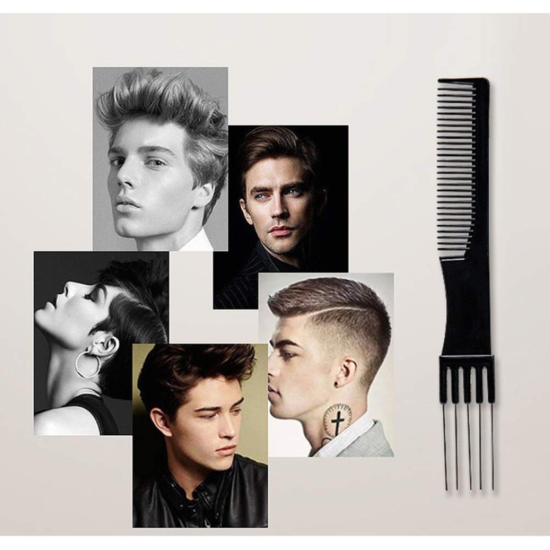 4PCS Double End Comb Carbon Lift Teasing Combs with Metal