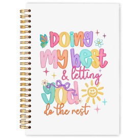 WARDOS Inspirational Christian Spiral Notebook Journal 5.5x8.3, Coquette Preppy Colorful Bible Journal for Women, Doing My Best Letting God Do the Rest Prayer Journal for Woman, Faith Based Gifts