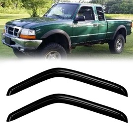 Fullux Window Rain Guards Compatible 1993-2011 Ford Ranger All Models 2PC Side Wind Deflector Visors Vent Shade