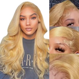FABA Blonde Lace Front Wigs Human Hair 24 Inch 13x4 HD Lace Honey Blonde Body Wave Lace Front Wigs for Women #27 180% Density Lace Front Human Hair Wig Pre Plucked with Baby Hair Natural Hairline