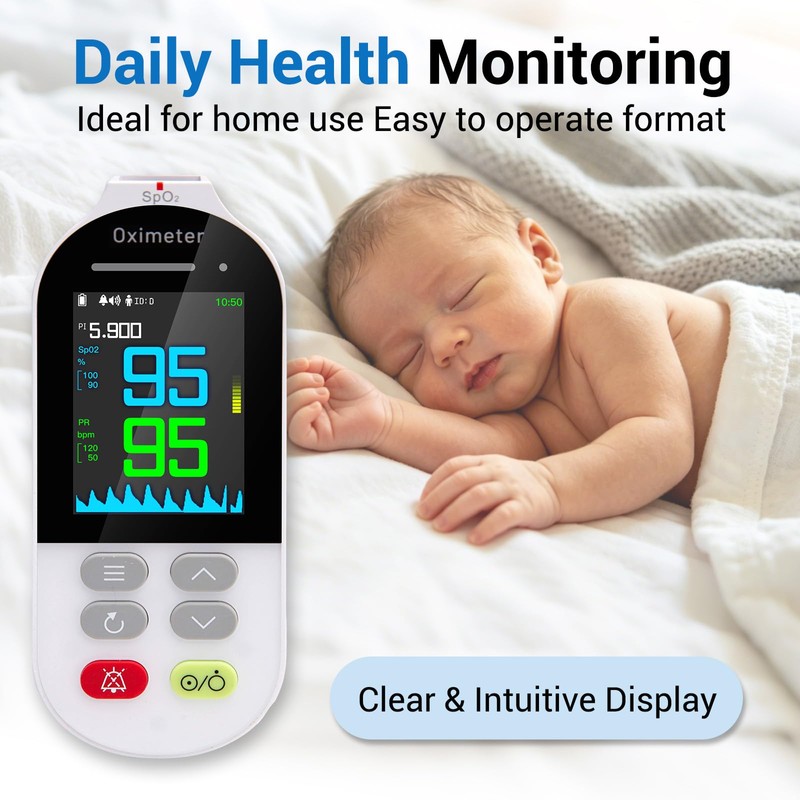 Handheld Pulse Oximeter with Real-Time Alarm -Continuous Adult Finger Spot