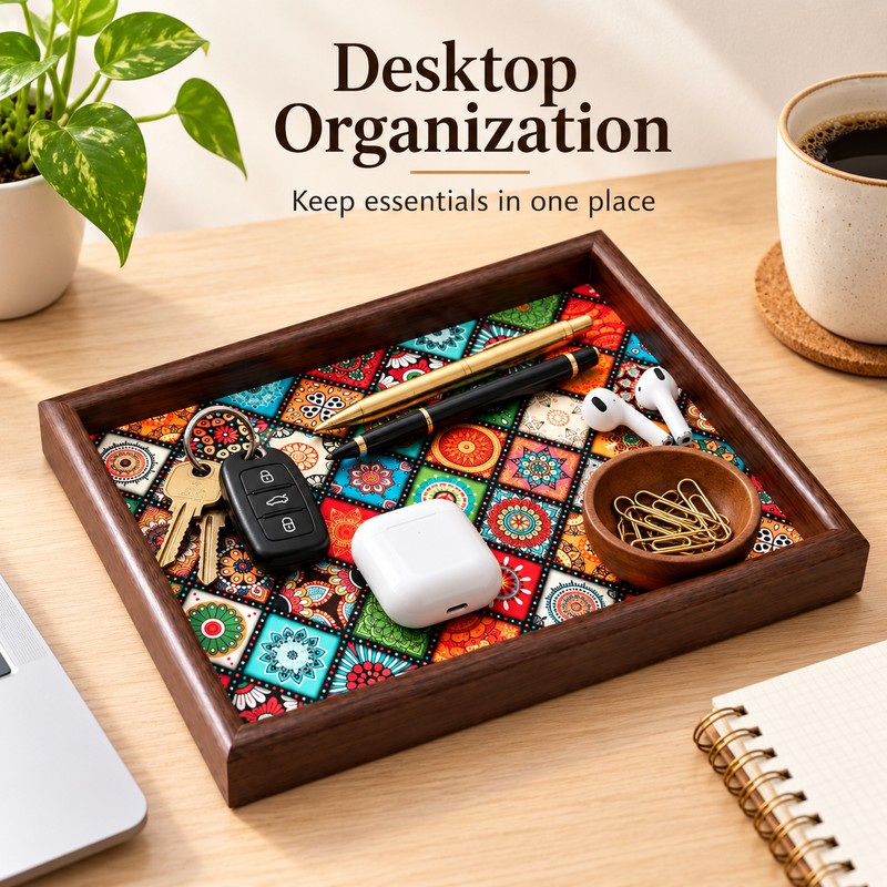 Wooden Tray for Snacks & Key Storage – Handmade 30