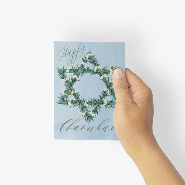 Beautiful Happy Hanukkah Greetings Cards - 24 Star of David