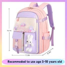 kistou Girls Backpack, Kids Backpack for Girls School Backpacks Bunny Backpack Student Backpa,Kawaii Kids Backpack,Book Bag for Elementary Primary School Kindergarten Elementary Preschool Middle