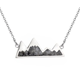 Lauren-Spencer Gemstone Mountain Necklace for Women Turquoise Malachite Tumbled Chips Stone Pendant Necklace Dainty Snowy Mountain Range Necklace for Women Nature Jewelry Gift (Snowflake Obsidian)