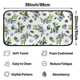 QsirBC Blueberry Painting Absorbent Microfiber Kitchen Rugs Non Slip Floor Mat Cushioned 39"x20" Anti-Fatigue Kitchen Rug Standing Mat Doormat for Bathroom Bedroom Laundry Office Home Decor