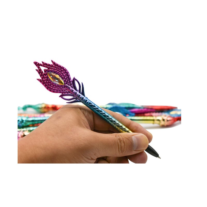 Lopenle 24 PCS Colorful Peacock Gel Pens Fancy Feather Pens